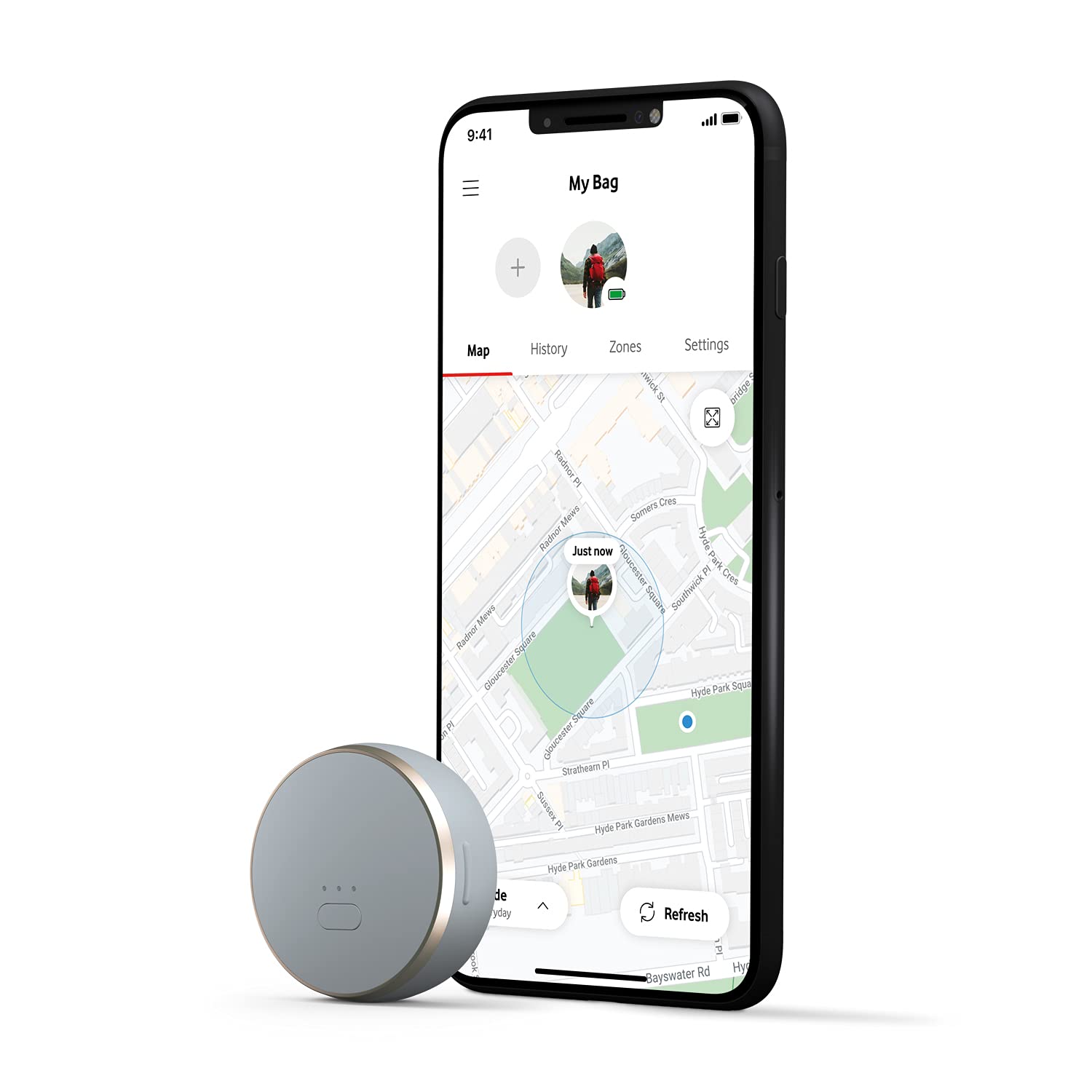 Vodafone Curve, The Smart GPS Tracker, Light weight mini Device for your Car, Bag, Keys with unlimited tracking, works with iOS & Android mobiles - Dove (Built-in SIM - Subscription Required)