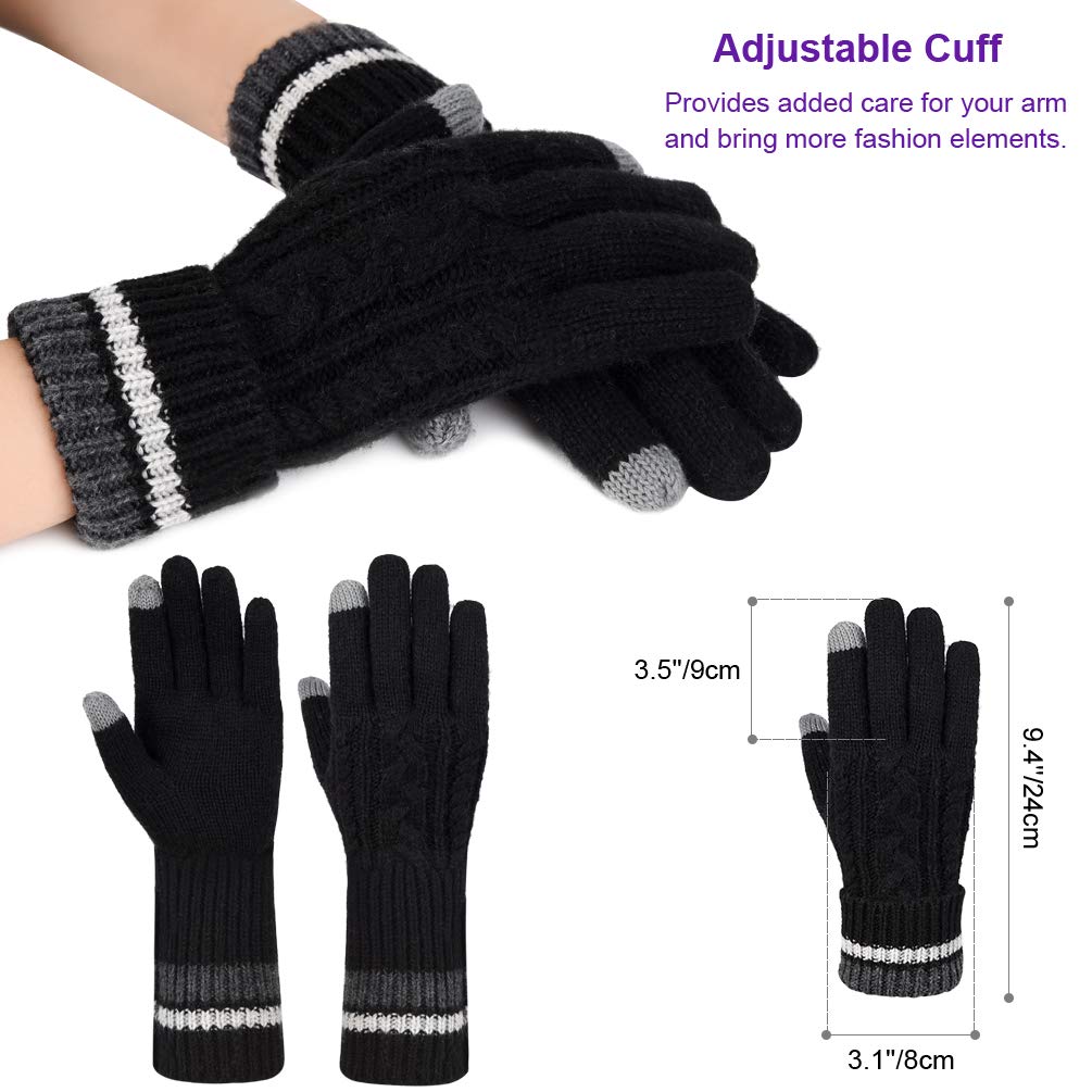 Vbiger Damen Winter Handschuhe Stilvolle Strickhandschuhe Kreative Touchscreen Handschuhe Warme Wollhandschuhe mit Verstellbare Manschette