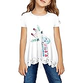 storeofbaby Girls Casual Tunic Tops Short Sleeve Loose Soft Blouse T-Shirt for 4-13 Years