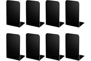 SONNLYH Black Metal Bookends, 4 Pairs Book Ends for Shelves, Book Holders for Family, Office and School, Heavy Duty Book End, 8 x 5.4 x 4 Inch