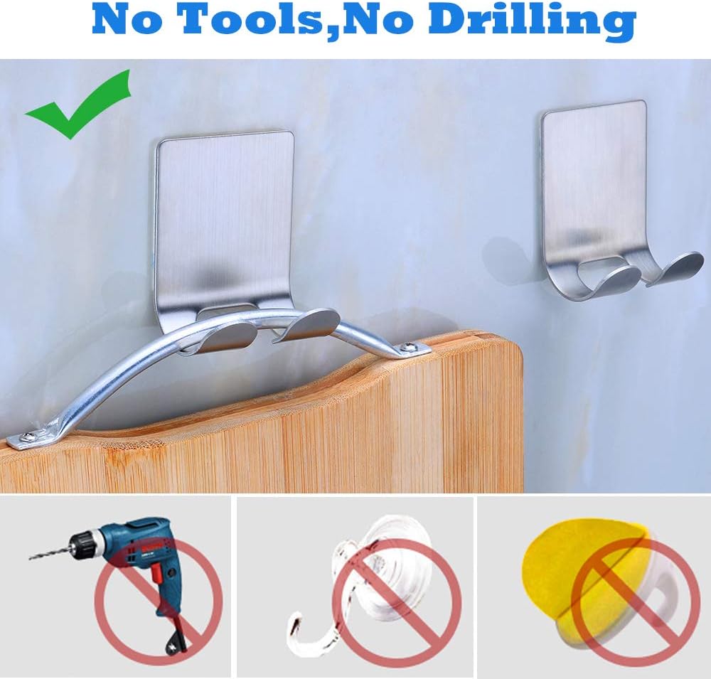 Razor Holder for Shower Self Adhesive Shower Hooks Shaver Holder Hanger Stand Stainless Steel Utility Hook Bathroom Kitchen Organizer for Razors Plug Robe Towel Loofah-4 Packs: Home & Kitchen