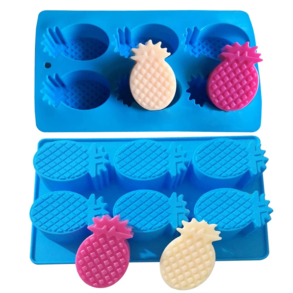 WonDerfulC 3D Pineapple Silicone Mould 2 PCS Fruit Shape Soap Chocolate Dessert Ice Cube Fondant Cake Moulds Making Clay Epoxy Resin DIY Baking