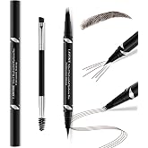 LAVONE 2-in-1 Waterproof Eyebrow Pen, 4 Tip Microblading Pen, Black Brown | Long-lasting, smudge-proof, waterproof eyebrow pencils for women, with dual-ended brow brush, natural-looking brows