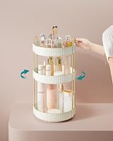 SONGMICS Makeup Organiser Rotating 3-Tier Round JKA011W01 Cloud White view 2