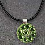 PINMEI Bling Black Strong Magnetic Necklace with Crystal Golf Ball Marker Gift for Lady (Green)
