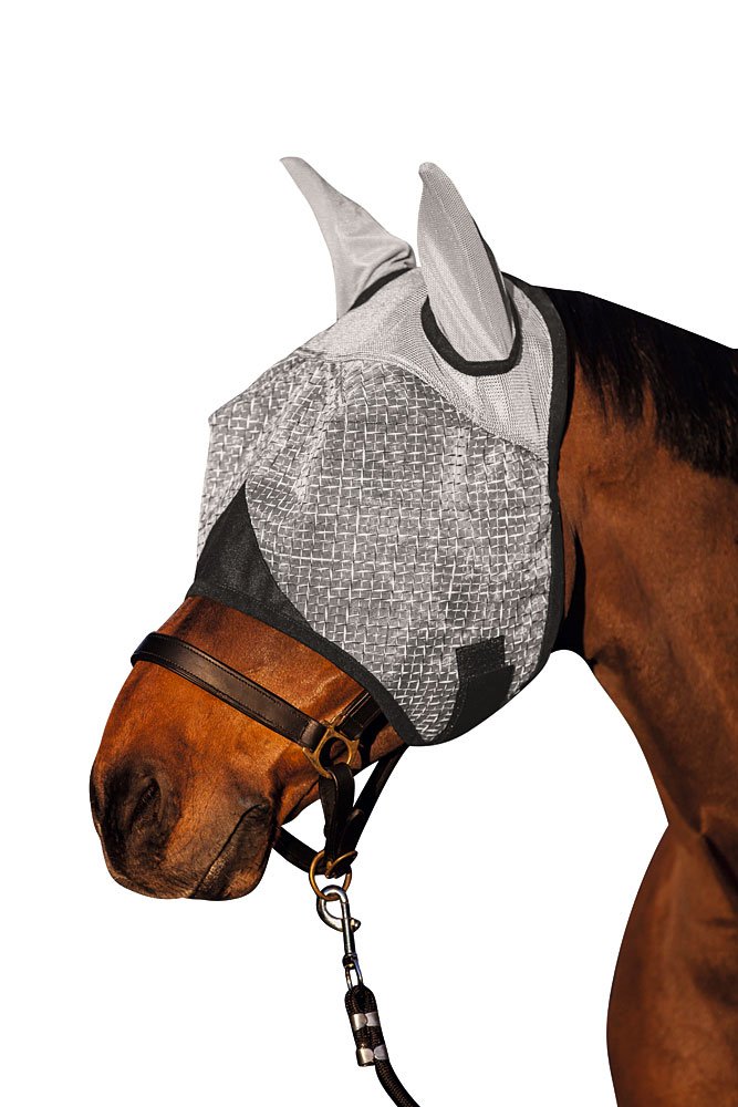 Kerbl 324515 Fly mask with Ears and UV protection, white, pony