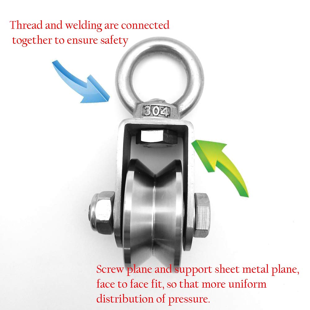 RHKING Pulley Wheel V Heavy Duty Pulley Durable Super Silent Stainless Duplex Bearing Detachable 360 Degree Rotation Smooth Loading 1100lb/500 Kg for Material Handling and Moving: Industrial & Scientific