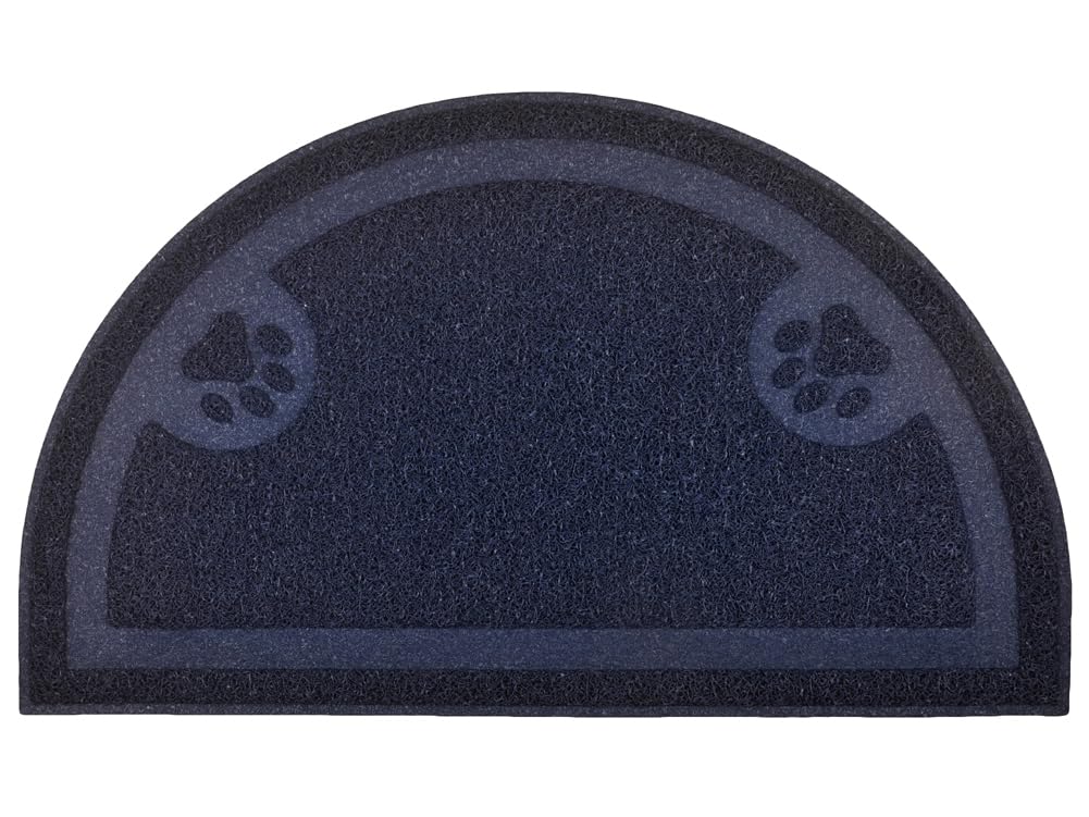Paw Print Cat Litter Mat, Kitten Litter Mat, Door Mat, Semicircle,60x36cm (Marine)
