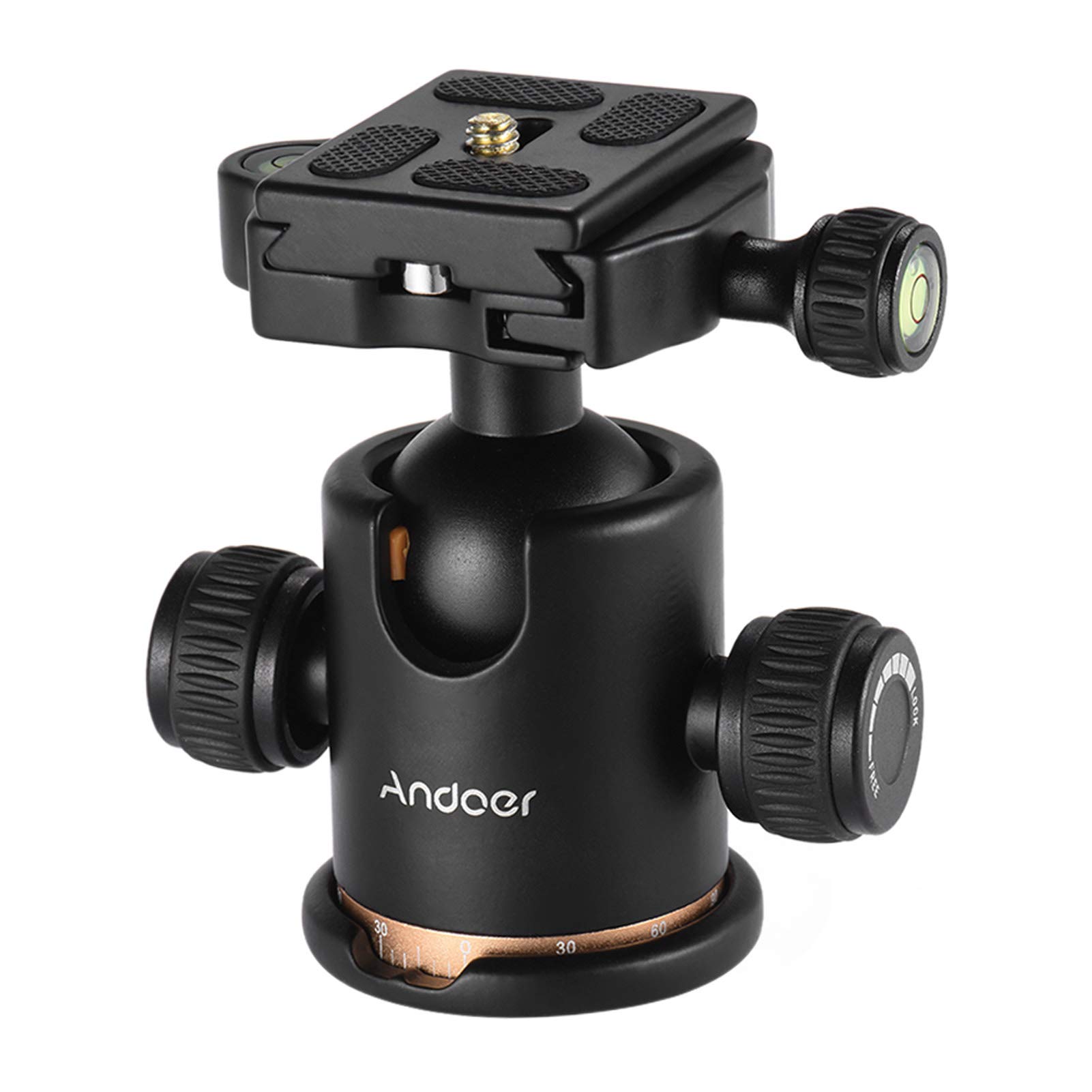 Andoer Camera Tripod Ball Head Ballhead with 1/4 Quick Release Plate, Max. Load 17.64Lbs/8KG