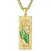 F4DEDAN 24k Gold Plated Saint Jude Necklace for Men Women 925 Sterling Silver San Judas Necklace Catholic Religious Jewelry