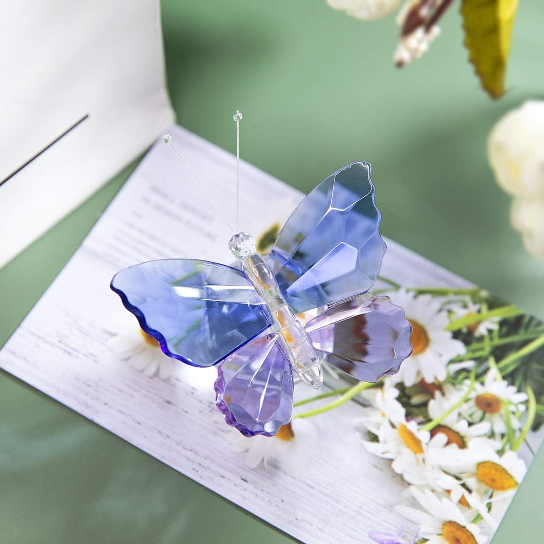H&D HYALINE & DORA Blue and Purple Glass Butterfly with Ball Base - Image 5