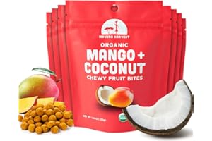Mavuno Harvest Organic Fruit Snacks - Chewy Fruit Bites - Healthy Food for Kids & Adults - Ethically Sourced, Non-GMO, No Preservatives - Mango & Coconut - 1.94-oz. Snack Packs, Pack of 8