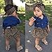 Cute Baby Boy Girl Blue Jean Shirt +Leopard Print Short Skirt+ Headband Outfits Set (6-12 Months, Blue+Leopard Print)