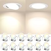 Amico 12 Pack 6 Inch Gimbal LED Recessed Lighting, 40° Tilt Adjustable Directional Canless Downlight, 2700K/3000K/3500K/4000K/5000K Selectable, Better Airtight, 15W 100W Eqv, 1100LM, ETL&FCC