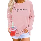 QICAISH Womens Dog Mom Sweatshirts Fleece Crewneck Lightweight Pullover Tops Dog Lover Fall Winter Casual Sweatshirt