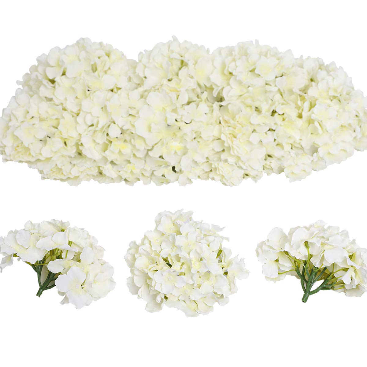 Tifuly 12Pcs Artificial Hydrangeas, Realistic Silk Hydrangeas Flower Heads with Stems Fake Flowers for Wedding Bridal Bouquets, Home Office Party Decor, Floral Arrangements, Centerpiece(Cream White)