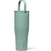 Corkcicle Go Cup XL - Leak-Proof Travel Tumbler - Triple Insulated Stainless Steel Water Bottle - Easy-Carry Handle - Summer Drinkware Gift - Keeps Drinks Ice Cold - 30 oz - Thyme