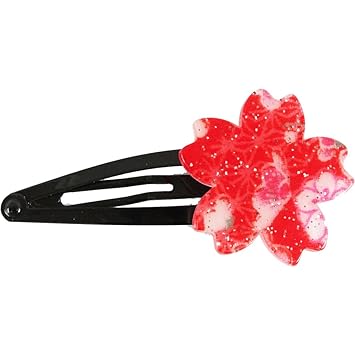 Amazon Com Japanese Sakura Design Snap Hair Clip With Glitter
