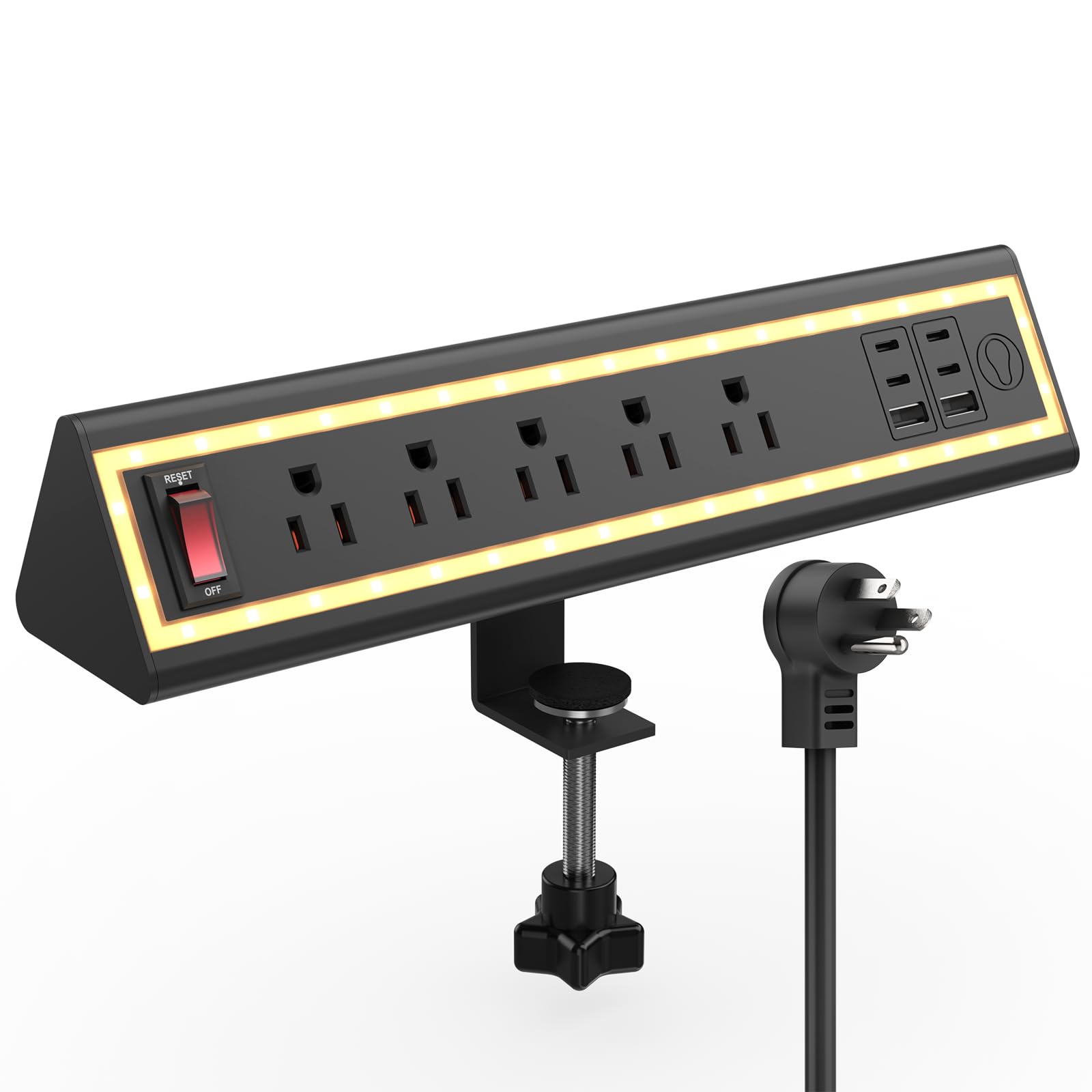 Photo 1 of NYYTGE Desk Clamp Power Strip with Nightlight, 40W Fast Charging, 6FT Extension Cord, 4x20W USB-C & 2 USB Ports, 5 AC Outlets, Fits 1.69-Inch Table Edges
