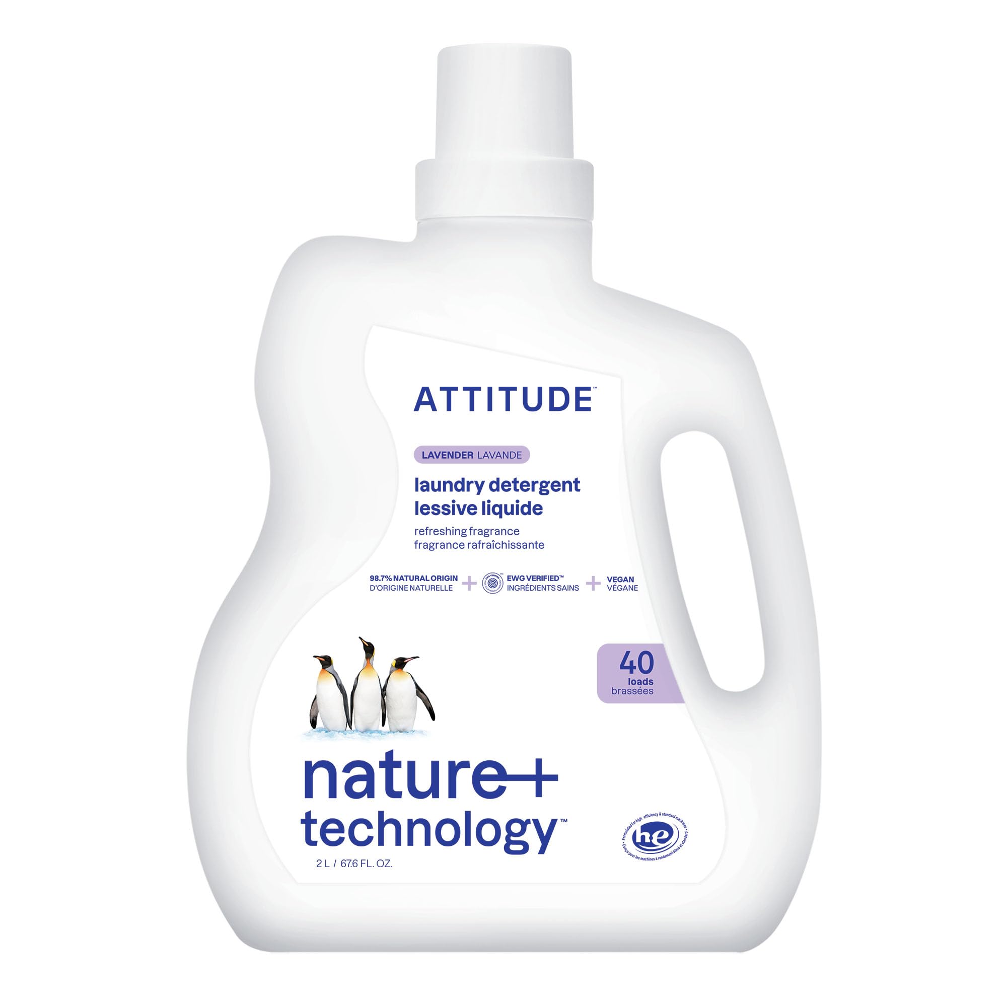 Photo 1 of ATTITUDE Liquid Laundry Detergent, EWG Verified, HE Compatible, Plant-Based & Vegan, Natural Laundry Soap, Lavender Scent, 40 Loads, 67.6 Fl Oz
