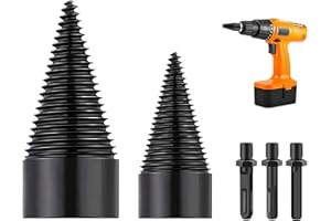 ZZUNKN Firewood Log Splitter, Drill Bit Wood Splitter, 5PCS Detachable Wood Splitting Drill Bit with Round + Hex + Square Shank, 42mm+32mm Heavy Duty Electric Drills Screw Cone Driver