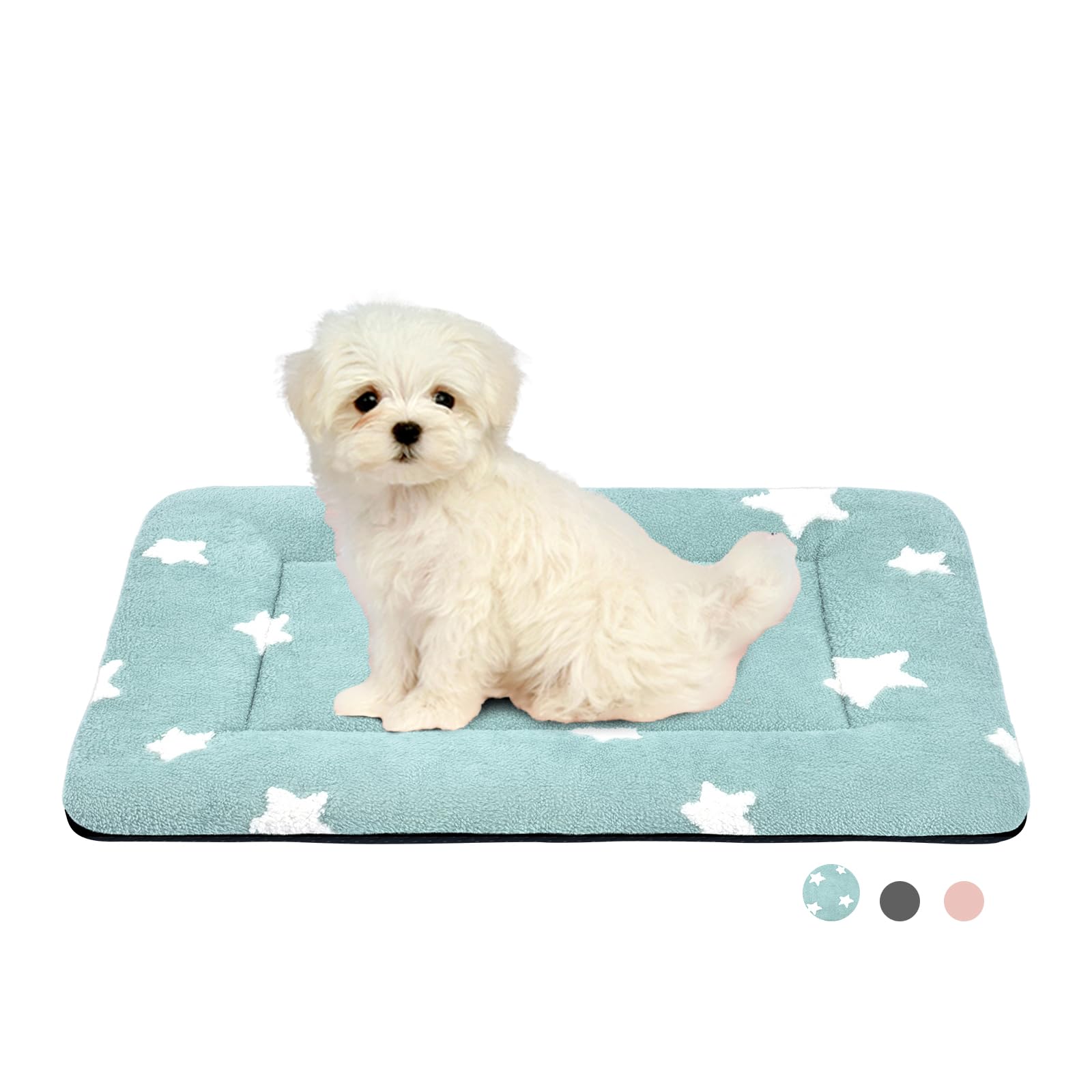 MORA PETS Medium Dog Crate Mattress 60 x 45cm Washable Mat Soft Pet Bedding for 24 Inch Cage Flat Puppy Cushion With Star Pattern Blue