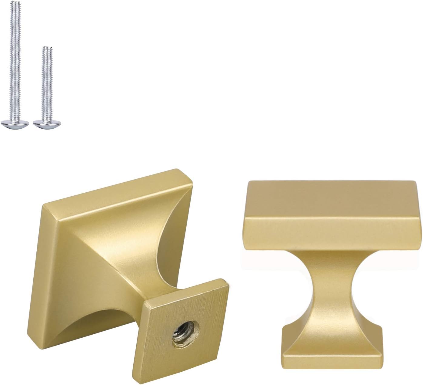 Haliwu 20 Pack/Gold Square Knobs, Brushed Gold Knobs Brass Knob