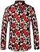 SSLR Men's Rose-Printed Button Down Casual Long Sleeve Shirt