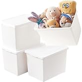 Yishyfier 27 Quart White Storage Bins with Lids, Stackable Plastic Boxes Set of 4, Storage Containers with Handles for Office Garage, Crafts, Legos, Tools, Books