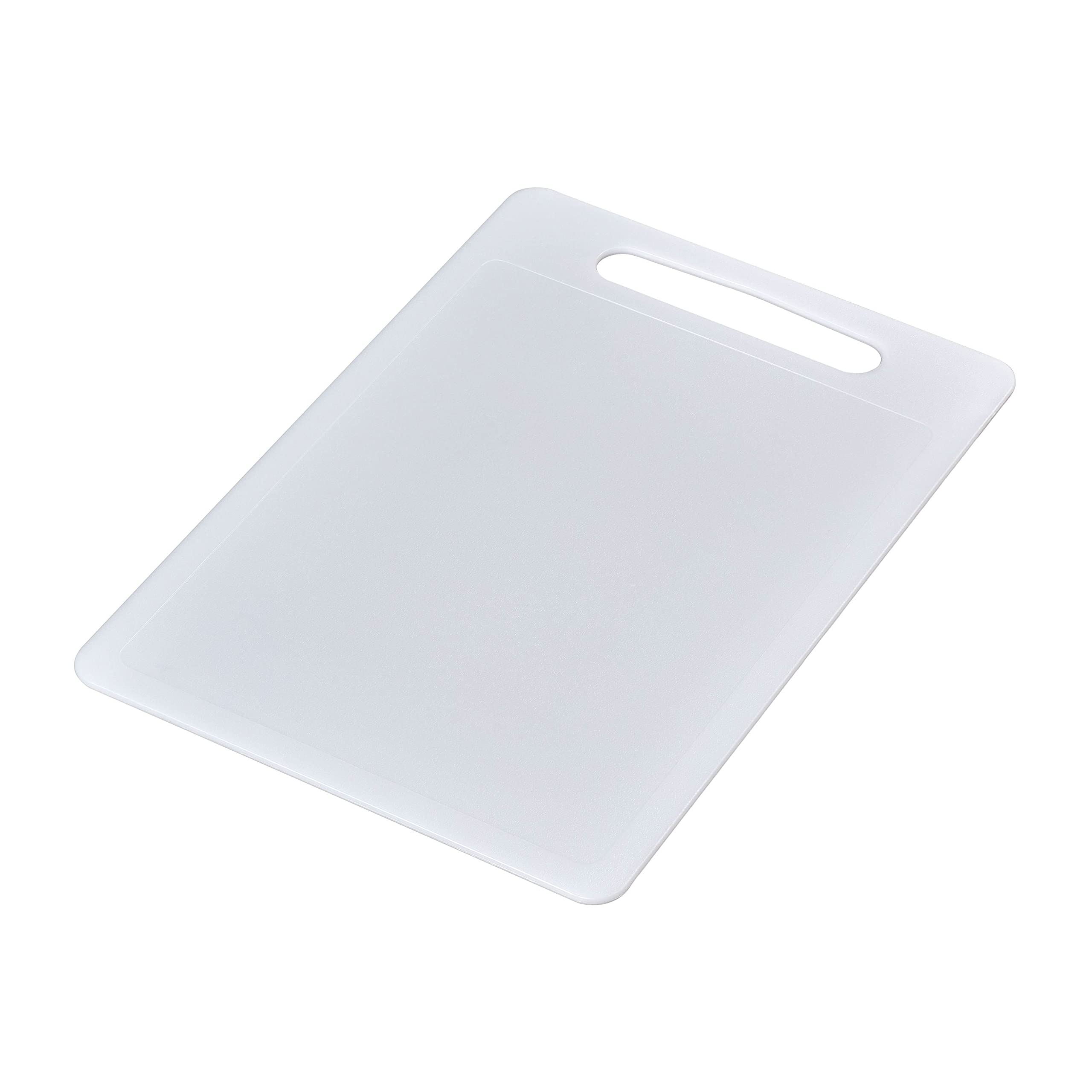 Chef Aid Large White Poly Chopping Board, Multipurpose Anti-Slip Surface, Easy Clean and Dishwasher Safe with Handle, 40 x 30 X 0.4 cm, Other Colour Options Available.