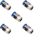 8mm Tubing OD Air Fittings Push to Connect Fittings 1/4 Inch NPT Pneumatic Fitting Push in Connector,CEKER 1/4 NPT Male Air Line Fittings Quick Connect Air Hose Fittings for 3D Printer 5Packs
