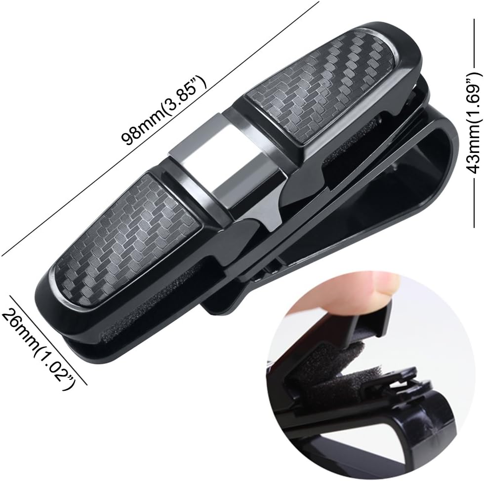 FineGood Glasses Holder for Car Sun Visor Sunglasses with Card Clip Pack of 2 Black, X - Image 5