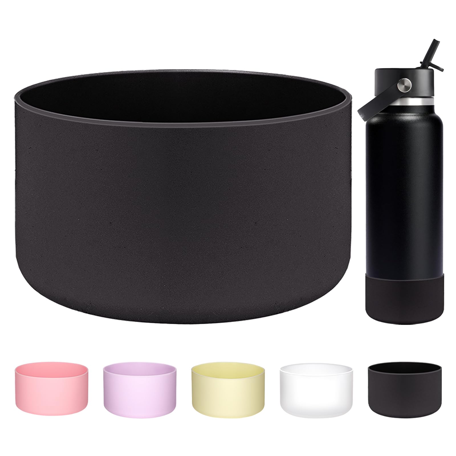 WK IEASON Protective Silicone Base Boot for Hydro Flask 32OZ 40OZ Wide Mouth Flask Water Bottle,Anti-Slip Silicone Sleeve Cover Bumper for Hydro Water Bottle Accessories 3.56inch Bottom Diameter
