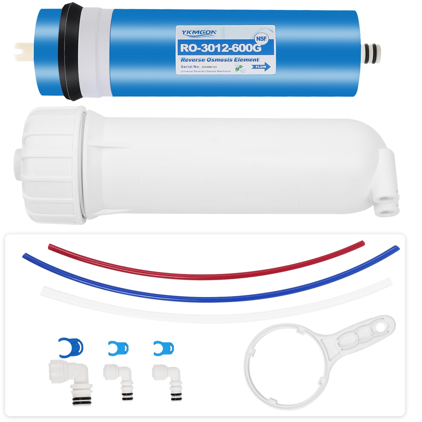 Photo 1 of YKMGON 600GPD Reverse Osmosis Membrane Kit with RO Membrane Housing,Wrench,Quick-Connect Fittings,Check Valve and Water Pipe Replacement for Under Sink Home Drinking RO Water Filter System