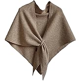 Vlmiuk Pashmina Wraps for Women Knitted Shawl Triangle Scarf Shawl with Loop Shoulder Top Sweater Shawl Wrap (Khaki)