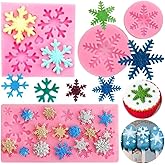 4 Pieces 3D Snowflake Silicone Mold Winter Snowflake Fondant Silicone Mold for Cake Cupcake Decoration Polymer Clay Crafting Projects