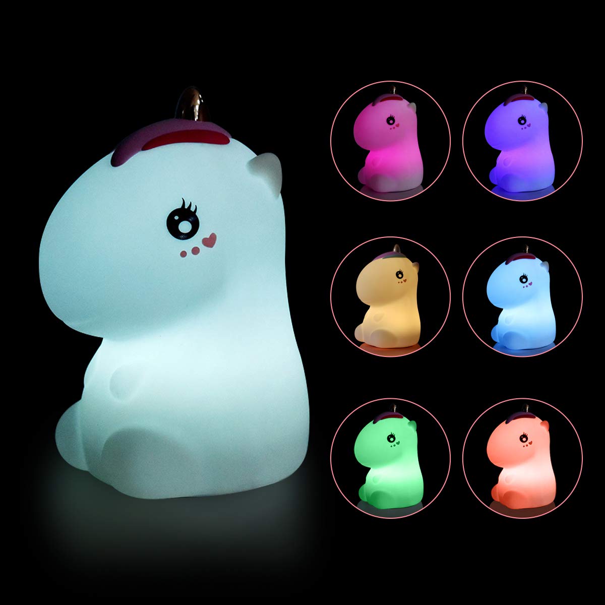 Luci notturne per bambini in Silicone Morbido Luce notturna unicorno Safe Lampada da Comodino 7 Colori per Regalo/Ufficio/Stanza/Camera/Soggiorno