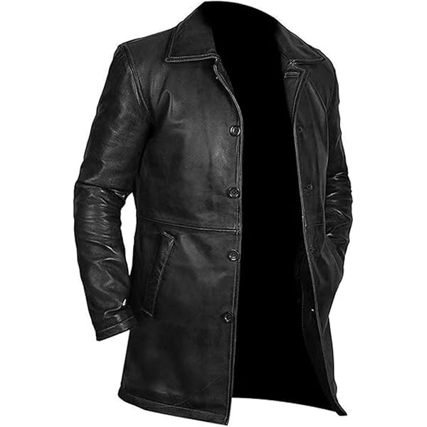 mens leather 3/4 coat - mens leather car coat black - leather
