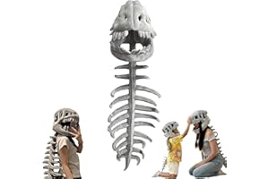 Silly Dino Plush Skeleton, Dinosaur Skeleton Costume with 3D Spinosaurus Skull Mask for Dress-Up, Party Fun