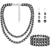 KOSMOS-LI Western Style Multi Layer Necklaces Bracelet Earrings Faux Pearl Cowgirl Beaded Women Jewelry Sets