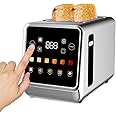 Toaster Touch Screen Toaster 2 Slice with LCD Display Stainless Steel Digital Timer Toaster 6 Bread Types& 6 Shade Settings Smart Extra Wide Slots Toaster With Bagel Cancel,Defrost Functions