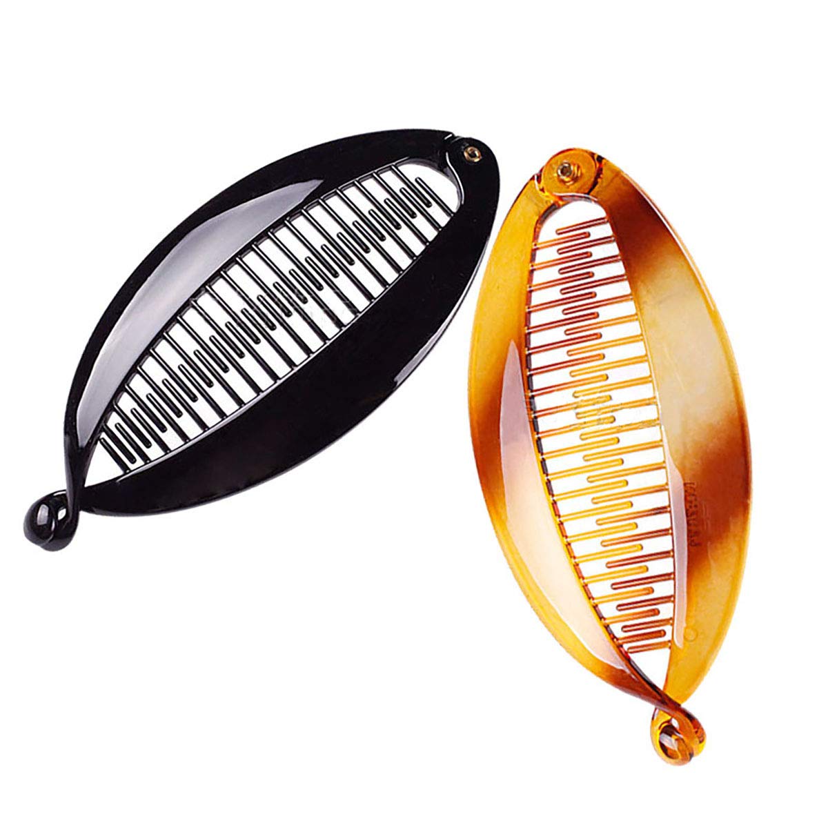 4 PCS Women Fashion Banana Hair Clip Hair Claw Rounded Edges Hair Comb French Flat Shark Hair Clip Hairgrip Large Shell Hair Clincher (Length: 4.84 inch)