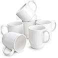 Sweese 21 Oz Large Mug Set, Porcelain Stackable Mugs Sets of 6, Coffee Cups with Handle for Coffee, Tea and Mulled Drinks, White