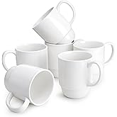 Sweese 21 Oz Large Mug Set, Porcelain Stackable Mugs Sets of 6, Coffee Cups with Handle for Coffee, Tea and Mulled Drinks, White