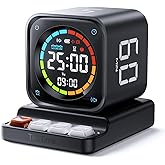 TK3 Pomodoro Timer Cube, Desk Productivity Timer with 5/10/30/60 Min Presets, Custom Countdown, Stopwatch, Clock, 3 Alarm, Si