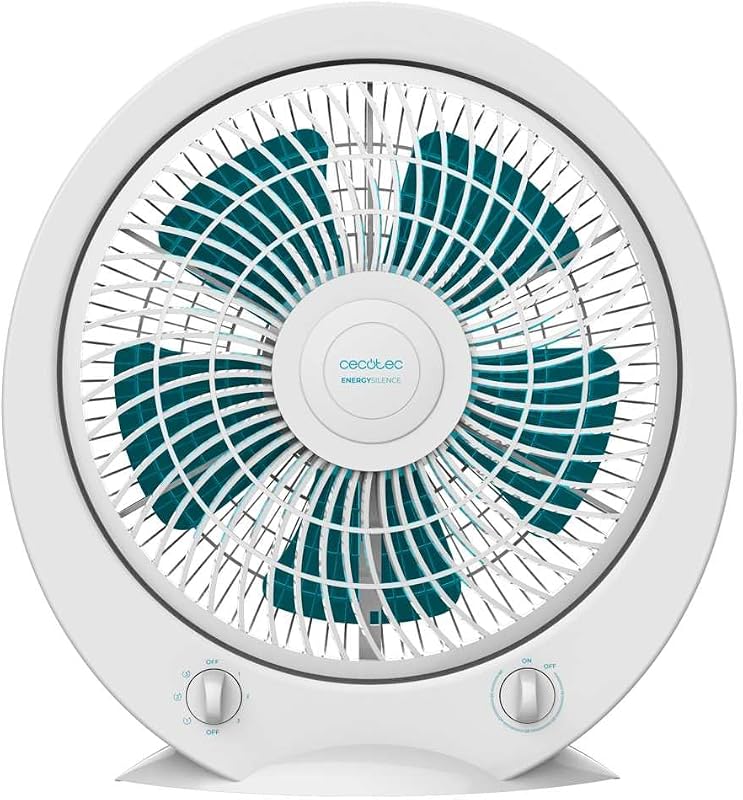 Caixa de ventilação quadrada de chão 4500, caixa de potência, 45 W, 12 polegadas de diâmetro, 5 pás, 3 velocidades, temporizador de 1h, grelha rotativa e segurança máxima, branca, redonda