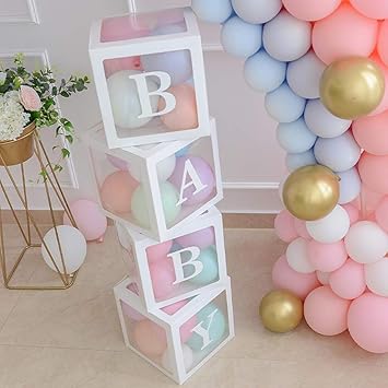 Baby Shower Boxes Party Decorations 4 Pcs Transparent Balloons
