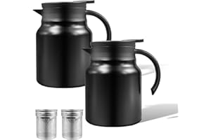 2 Pcs 34 Oz Thermal Coffee Carafe, Vacuum Insulated Coffee Pot with Removable Tea Filter, Double Walled Stainless Steel Teapo