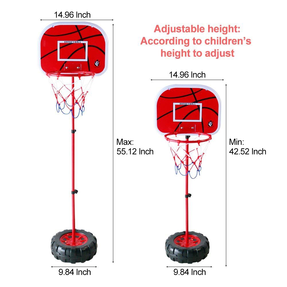 Basketball Stand & Hook with Net and Sport Ball Games Toy Kit for Youth, Children, Toddlers, Kids, Little Boys, Little Girls Indoors and Outdoors, Height adjustable, Metal Frame and Basket, Easy Insta