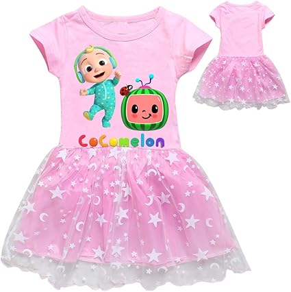 2021 Summer Cocomelon Mesh Girls Skirt Infant Dress Baby Kids Cotton ...